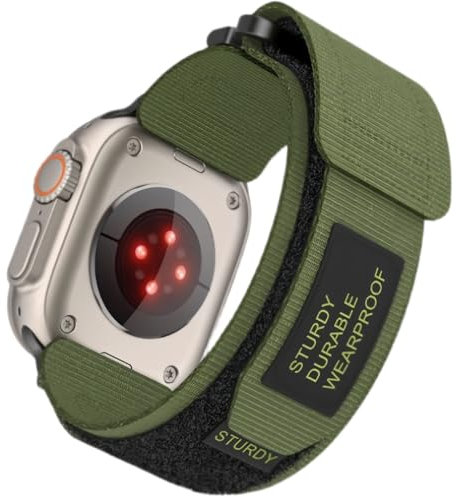 BolYel Alpine Loop Cinturino Compatibile con Apple Watch 42mm/44mm/45mm/49mm, Nylon Sportarmband für Apple Watch Band, Klett Design für iWatch Ultra2/Ultra Series 9/8/7/6/5/4/3/2/1/SE, Verde