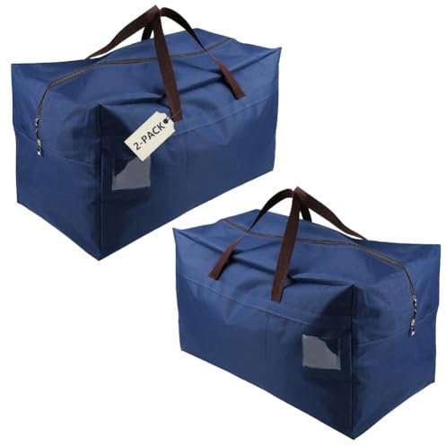 iwill CREATE PRO Große Aufbewahrungsbeutel für Schlafzimmer, Kleiderschrank, Kleidung, Bettwäsche, mit Tragegriffen, wasserabweisend, Organizer-Taschen für Wohnmobil, Reisen, Umzugstaschen, Blau, 2