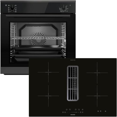 Oranier Einbau-Backofen Set EBS320 autark - 9 Funktionen & Induktionskochfeld 80 cm mit Kochfeldabzug KFA390-4 Kochzonen & Slider-Steuerung