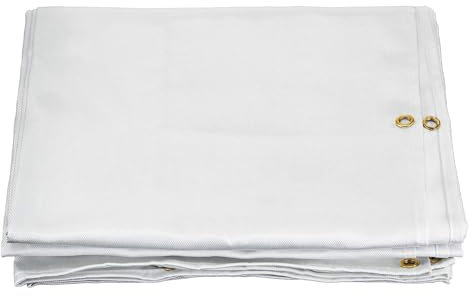 PJDDP Feuerfeste Löschdecke mit Ösen, Brandschutzdecke aus Glasfasertücher beständig bis 1000 ℃, Notfall-Feuerdecke für Zuhause,Küche,Kamin,Auto,Lager,2.4x2.4M/8x8FT