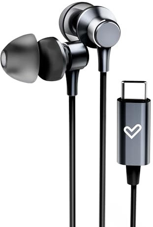 Energy Sistem Metallized Type C - Auriculares con Cable (conexión Tipo C, Sonido HD, Hechos con Aluminio, plástico Reciclado y con cartón Certificado FS) Color Grafito