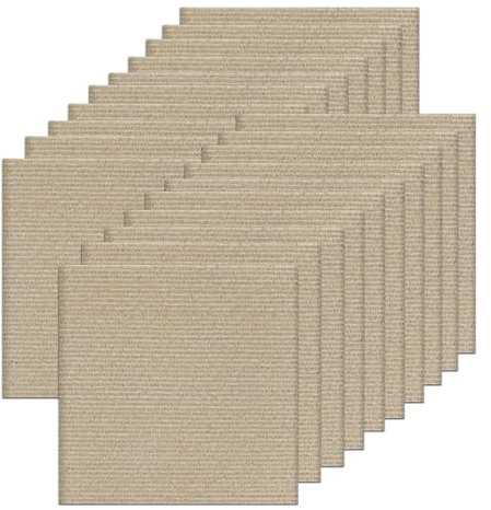 Orgthin Carpet Tiles Peel and Stick, Self Adhesive Carpet Floor Tile 30 x 30 cm, Khaki Soft Padded Flooring Sticker, Home Decor for Bedroom, Living Room, Office, 20 Tiles per Box, 1.8 sq m per Box