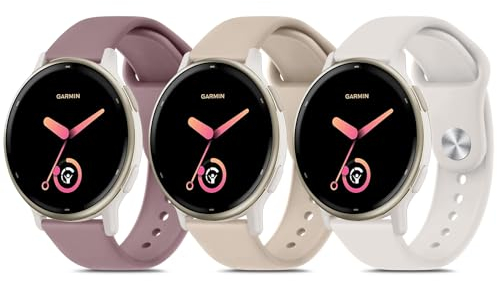 Oumida Lot de 3 bracelets de rechange étanches de 20 mm pour Garmin Vivoactive 5 / Venu 2 Plus / Sq / Sq 2 Music / Vivomove Sport / Trend