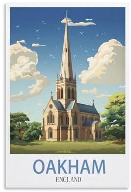 YNIEILUU Oakham England Vintage-Reiseposter, 30 x 45 cm, Leinwand-Kunstposter, Malbilder, Wandkunstdrucke, Wanddekoration für Schlafzimmer