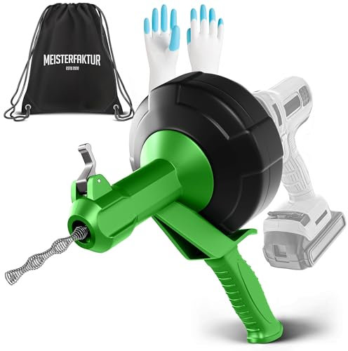 Meisterfaktur Desatascador Tuberias [7,5M] - Función Automática - Espiral para Desatascar Tuberias Automática - ¡Espiral Limpiador de Desagües y de Tuberías para Aficionados al Bricolaje!