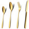SANLI Set Posate Oro 6 Persone in Acciaio Inox con Coltello Forchetta e Cucchiaio 24 Pezzi Elegante e Resistente per Casa e Ristorante