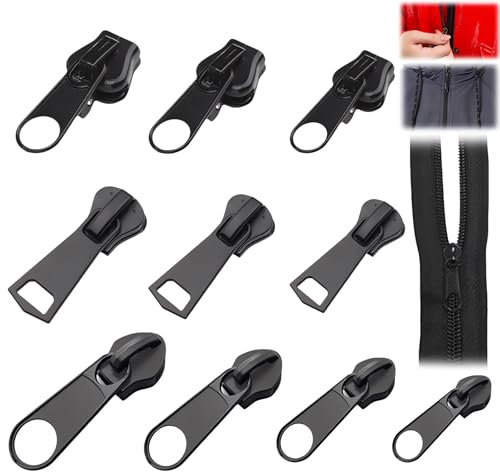Alluring 10 PCS Reißverschluss Schieber Ersatz, Metall Reißverschluss Reparaturset, Abnehmbare Reißverschluss Zipper Pull Fixer Reißverschluss für Kleidung Tasche Gepäck Bettzug