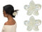 2er Set Metallische Blumen-Haarklammern | Große rutschfeste Haarspange | Flower Hair Claw Clips, Luxuriöse Haaraccessoires für Damen & Mädchen | Weiß, 8 cm