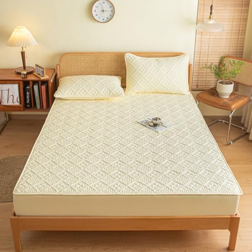 Lenzuolo con angoli elasticizzati in jersey bianco, 90 x 190 cm, super morbido, in cotone termico, con tasca profonda e non si stacca, lenzuola calde e accoglienti