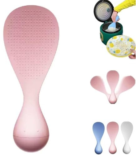 Creative Tumbler Anti-Stick Rice Spoon, Tumbler Rice Spoon, Tumbler Rice Spatula, Heat Resistant Plastic Rice Cooker Scooper Standing Rice Spatula Kitchen Tools, Standable and Easy to Clean (Pink)