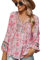 Kleidung Damen, Damen Bluse Elegant LäSsige Boho V-Ausschnitt Blumenmuster Loose Mode Tunika Langarm Sommer Leicht Und Luftig Strandhemd Ausgefallene DüNne Blusenshirt