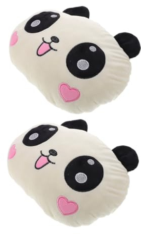 Panda Autokopfstützenkissen 2 Stück-pack aus Kunstplüsch | Sitzlehne und Zuhause, Abnehmbar Waschbar, Komfortable Stütze, Niedliches Design