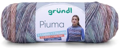 Gründl Wolle Piuma, Häkelwolle Baumwollmischgarn, Strickgarn mit Farbverlauf, 100g, Nadelstärke 5 bis 6 mm (10)