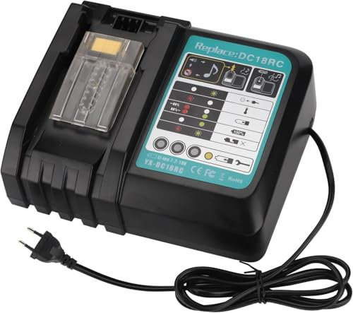 18V Ladegerät für 14,4V-18V Lithium-Ionen-Akku, Ersatz für Makita DC18RC, 3A Ersatz-Ladegerät kompatibel mit Makita Akku 18V BL1845B BL1840B BL1835B BL1830B BL1825B BL1820B BL1815