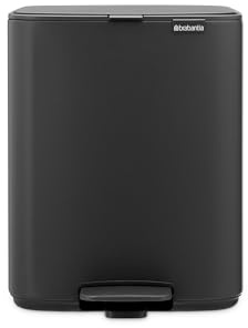 Brabantia Bo Pedal Bin 12L (Mineral Infinite Grey), Soft Closing Waste Bin with Light Pedal Operation, Easy to Clean Removable Plastic Inner Bucket with Free PerfectFit Rubbish Bags Included