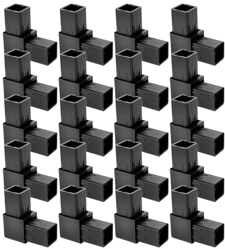 Gatuida 20 Pcs 2-Way Tube Connector 2.00X2.00In Plastic Tubing Adapter L Shape Corner Joint for Fence Guardrail Railings Outdoor Indoor
