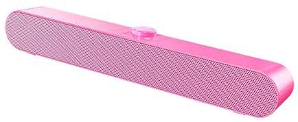 LCCEERD PC Gaming Speakers Bluetooth5.0, USB 3W Mini Soundbar with 3.5mm Jack, 3D Surround Sound Portable Sound Bar for Desktop Computer, Laptop, Monitor (Pink Wired)