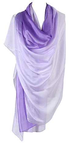 PB-SOAR Mode Damen Farbverlauf Schal Seidenschal Halstuch Stola 190 x 100cm, leicht und schlicht, 18 Farben auswählbar (Violett/Weiß)