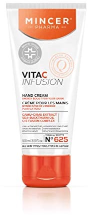 Mincer Pharma Vita C Infusion Feuchtigkeitsspendende Energie Regenerierende Reduzierende Hautunreinheiten Handcreme für Alle Hauttypen mit Camu-Camu Extrakt, Sanddornöl, C + E Fusionskomplex 100 ml