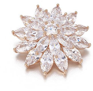 Broche Fleur Broche pour Les Femmes, éblouissante Broche Strass pour Les mariées Broche Cristal Vintage Broche Filles pour Le Mariage, Partie (Or Rose)