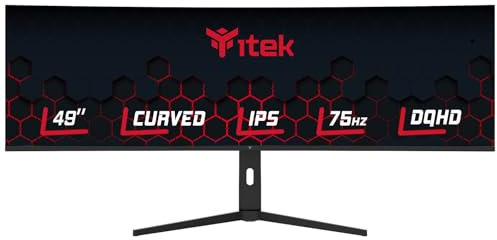 Itek Monitor GGC - 49 Pantalla Curva R3800, resolución UltraWide DQHD 5120x1440, Panel IPS, 75 Hz, 32:9, 5 ms, Conexiones HDMI, DP y Tipo C, Ajuste HAS, HDR10, sincronización adaptativa