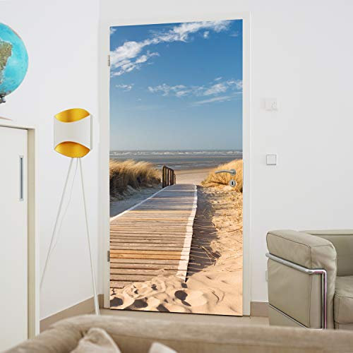 murimage Türtapete Strand Meer 86 x 200 cm inklusive Kleister Dünen Ostsee Nordsee Weg Steg Fototapete