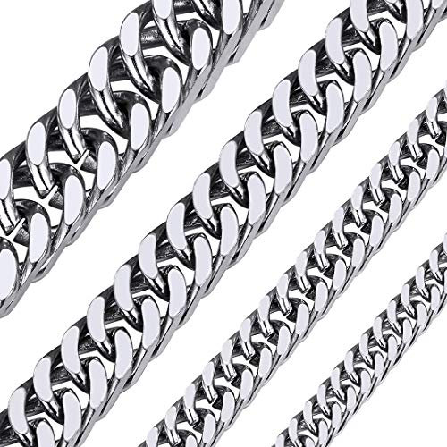 ChainsHouse Halskette Herren Edelstahl Kette Männer Miami Halskette ohne Anhänger 7mm Panzerkette Damen Silber Kette Herren Massiv Kubanische Kette 7mm Gliederkette 71cm Modeschmuck für Valentinstag