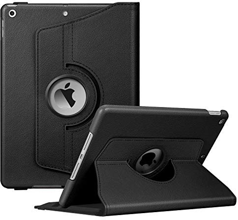 FINTIE Coque Compatible avec iPad 10.2 Pouces 9ème/8ème/7ème Génération (2021/2020/2019), Housse Rotative à 360 Degrés Etui avec Fonction de Rangement de Stylet, Noir