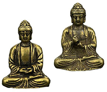 Sharplace 2 pcs Mini Sitzende Buddha Figur Statue Fengshui Dekor