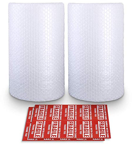 Lot de 2 rouleaux de papier à bulles perforés tous les 30,5 cm x 30,5 cm x 20 m au total pour emballage, expédition, envoi