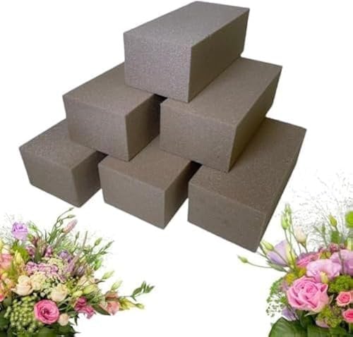 Espuma de flores de seda, 6 espumas florales secas para flores artificiales, ladrillos de espuma para manualidades, arreglos florales para bodas, fiestas y centros de mesa y arreglos funerarios