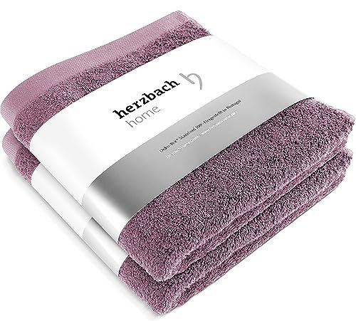 herzbach home Premium Handtücher 50 x 100 cm 2er-Set (Malve) - Hochwertige, weiche & saugstarke Handtücher in Bester Qualität - 100% natürliche Baumwolle