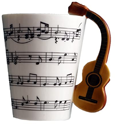 eKsdf Tasse à café en céramique avec anse de guitare - Tasse à thé kérative - Notes de musique - Tasse en céramique - 280 ml - Type 3 (400 ml))