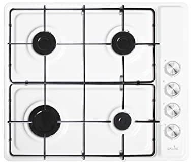 Gasline Gaskochfeld GAX60LPG Tischgerät mit Gummifüßen 4 flammig, Weiß, elektrische Zündung und Zündsicherung, auf Propan/LPG
