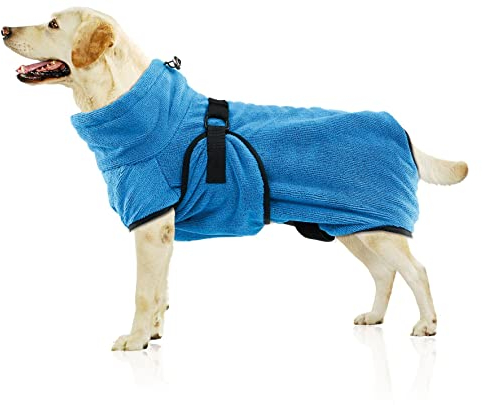 Petastic Hundebademantel aus Frottee - Saugfähiger Bademantel für Hunde, Perfekt zum Trocknen nach Baden, Schiwmmen oder Spazieren, Größe XL