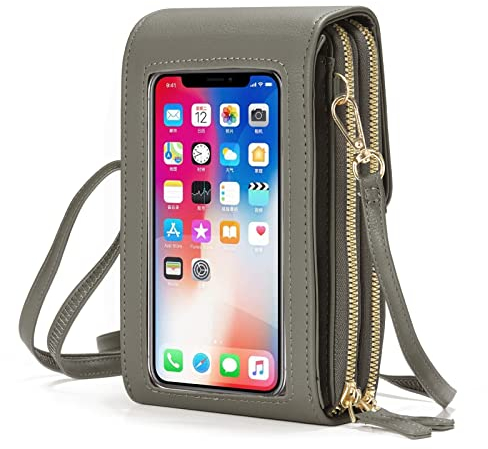 ANYWN Klein Handy Umhängetasche- handytasche mit geldbörse zum umhängen, PU Leder Crossbody Schultertasche Reisepass Handytasche mit Kartenschlitz Verstellbar Abnehmbar Schultergurt