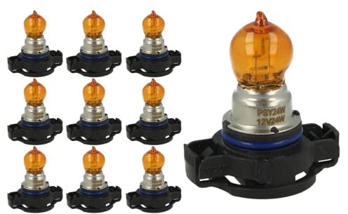 CARALL 10 Stück Halogen-Lampen für Auto (PSY24W 12V 24W PG20-4 Orange)