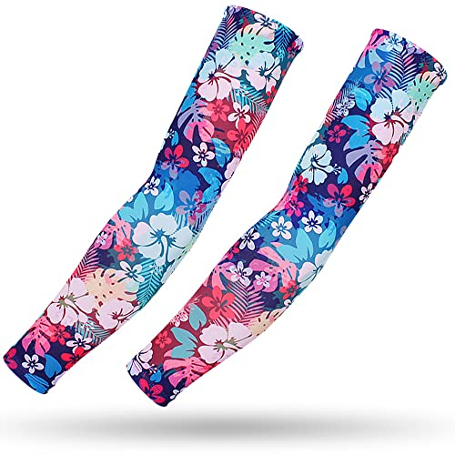 DETUCK Tattoo Arm Ärmel Ärmlinge, Armwärmer Sleeves UV Sonnenschutz Armstulpen, Arm Sleeves Kühlung UPF 50+, Kompressions Tattoo Cover Armstulpen (ein Paar) (Bunte Farben, L)