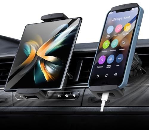 xuenair Supporto da auto Z Fold 5, girevole a 360°, presa salda e non cade mai, supporto per tablet per auto, iPad mini, per Samsung Z Fold 7, 6, 5, 4, 3, 2, iPhone 16, Google, Motorola LTC