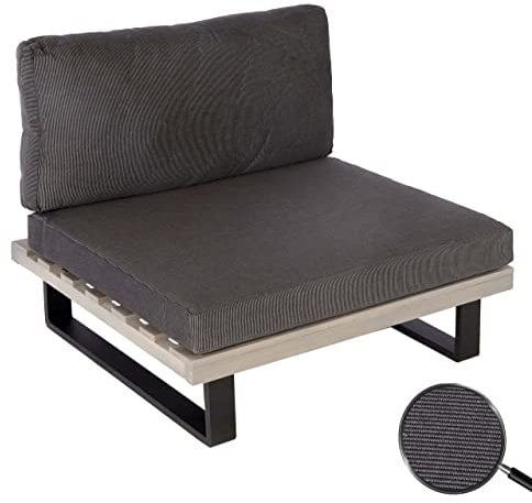 Mendler Lounge-Sessel HWC-H54, Garten-Sessel, Spun Poly Akazie Holz MVG-Zertifiziert Aluminium - grau, Polster dunkelgrau