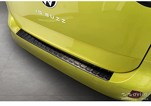 Avisa Schwarz Edelstahl Heckstoßstangenschutz kompatibel mit Volkswagen ID.Buzz + Cargo 2022- 'Ribs'