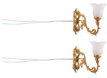 perfk 2X Straßenlaternen Miniatur-Straßenlaternen Mikrolandschaft Fee Puppe Simulationsraum Maßstab 1:12 Ornament Lampe Puppenhaus LED Wandleuchten, Stil d