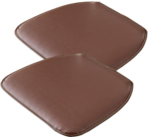 OQOPO (Set von 1/2/4) PU-Leder-Stuhlkissen/Sitzkissen,langlebige Kissen,weiche,rutschfeste Esszimmer- und Küchenstuhlpolster mit Maschinenbezug (Farbe: Braun,Größe: 43 x 40 cm)