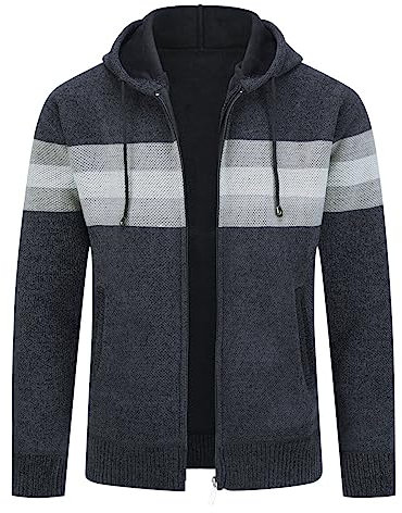 YOUTHUP Cardigan da Uomo Maglione in Lana Slim Fit Modello Maglia Casual Felpa Ispessita Lavoro Caldo, Grigio Scuro 8750, M