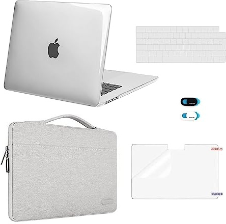 MOSISO Kompatibel mit MacBook Air 15 Zoll Hülle 2026 2025-2023 M5 M4 M3 M2 A3448 A3241 A3114 A2941, Kunststoff Hartschale&Laptoptasche&Tastaturschutz&Displayschutz&Webcam Abdeckung, Klar