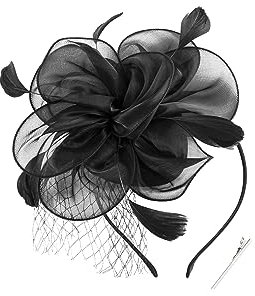 Coucoland Fascinators 1920 Fascinator Hut Damen Feder Blumen Mesh Elegant Hochzeit Fascinator Haarreif Cocktail Tee Party Accessoires