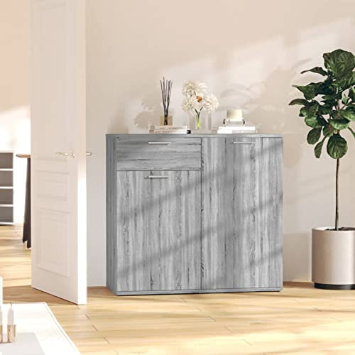 BaraSh Sideboard Grau Sonoma 80x36x75 cm Schlafzimmer Kommode Sideboard Schlafzimmer BüRomöBel Sideboard Moderner Sideboard Holzwerkstoff