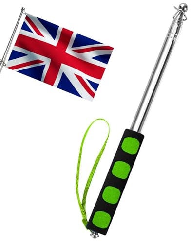 Telescopic Flag Pole 2M Stainless Steel Handheld Flag Pole Portable Extendable Flag Pole Telescopic Flagpole for Teacher Tour Guide Camping Green