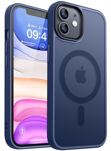 CANSHN Magnetisches Hülle Kompatibel mit iPhone 11 [Quadratischen Kanten] Kompatibel mit MagSafe Kabellosem Laden (Dunkelblau)