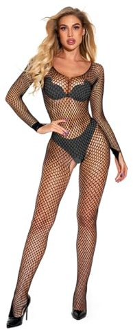GNALIA Intimo Donna Lingerie Body Pizzo Biancheria Intima Fishnet Bodystocking Hot Tuta Babydoll Trasparente Camicia da Notte Elasticizzato Completi Intimi Sleepwear